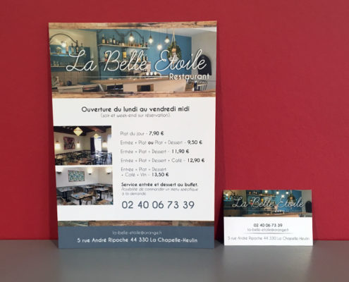 Flyer et carte de visite pour le restaurant La Belle Etoile